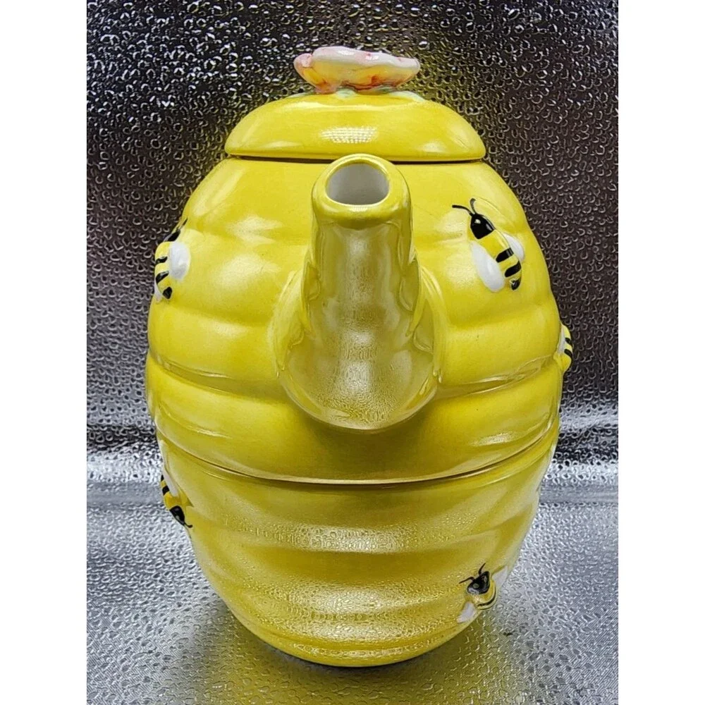 Certified International Beehive Teapot & Cup Combo 3D Bees &Flower Design(READ)